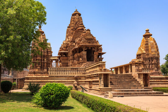 The world-famous Khajuraho temples known for their intricate sculptures, accessible from Orchha.