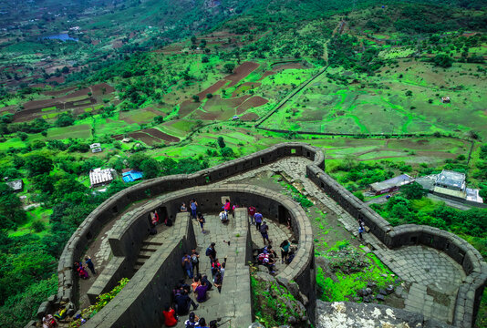 Majestic Lohagad Fort walls standing tall at 1033 meters elevation, a trekker's favorite places to visit Khandala for history lovers.