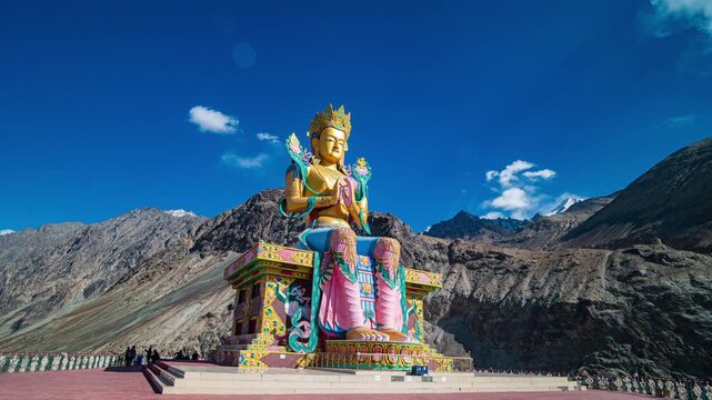 Prayer wheels lined up for monastery exploration by visitors in Lahaul and Spiti.