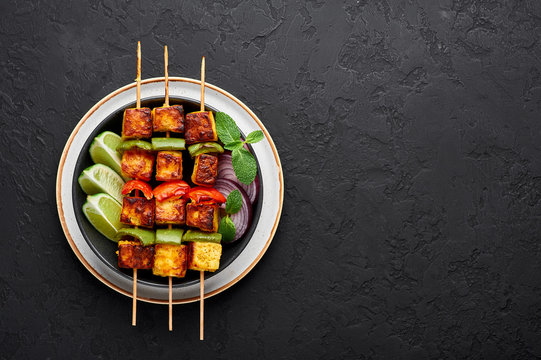 Grilled Paneer Tikka appetizer with tandoori spices