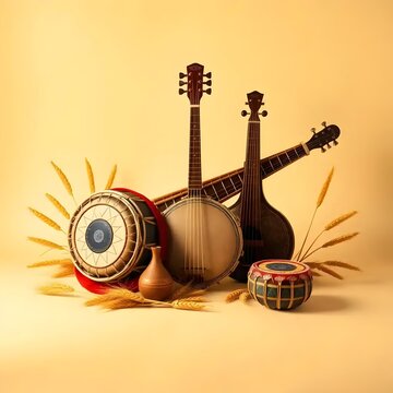 Musicians playing traditional Punjabi folk instruments, popular in the Ambala region.