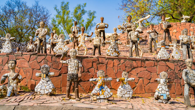 The creative Rock Garden of Chandigarh, a popular tourist attraction accessible from Ambala.