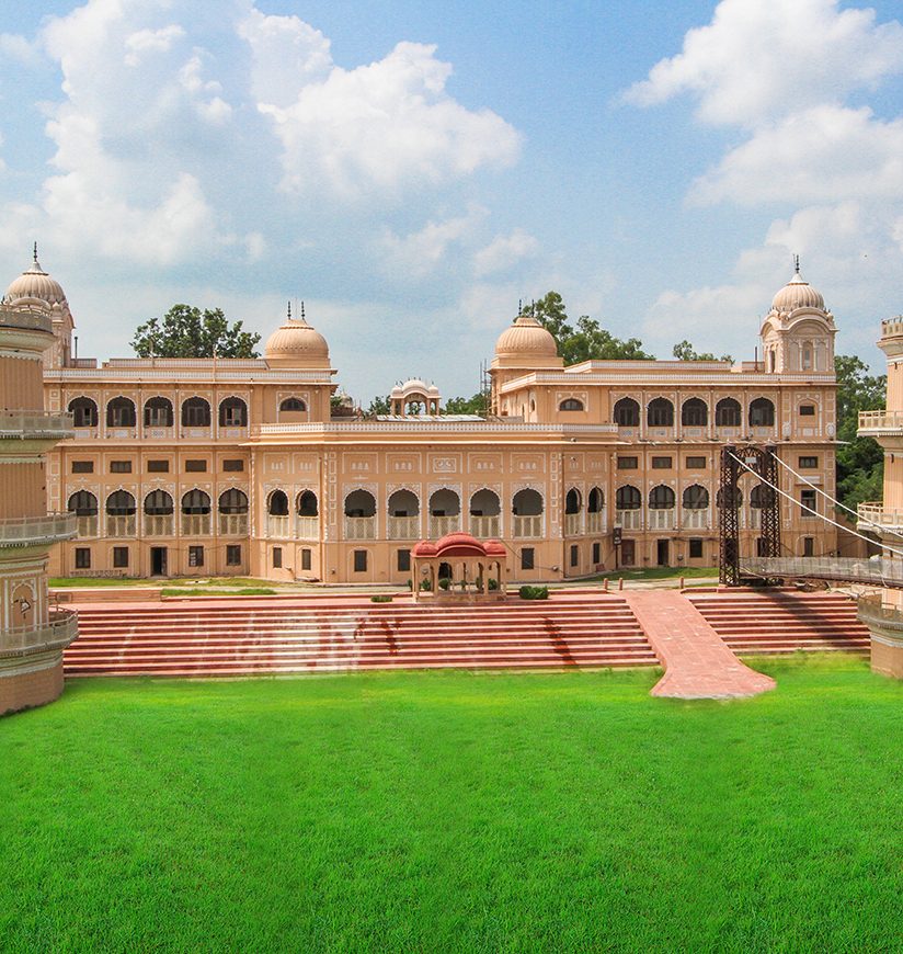 Sheesh Mahal palace with mirror work in Patiala, showcasing royal architecture