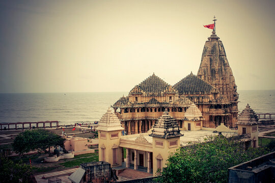 Magnificent Somnath Temple near Porbandar one of twelve Jyotirlingas with stunning architecture