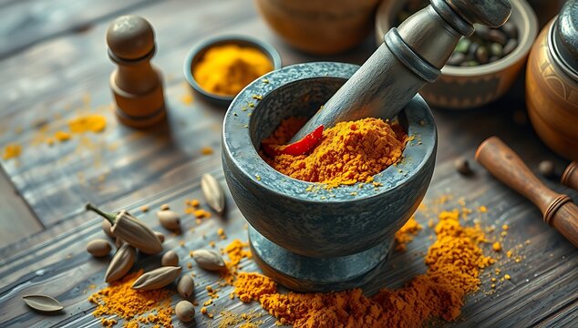 Traditional stone grinders and kitchenware used in Tamil households.