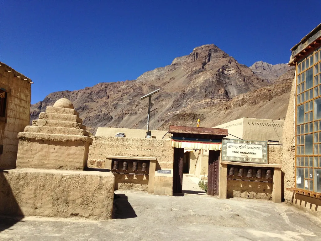 The ancient mud-brick walls of Tabo Monastery, one of the most sacred places to visit in Lahaul and Spiti.