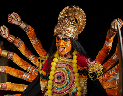 Vibrant Therukoothu street theater performance depicting stories from epics.