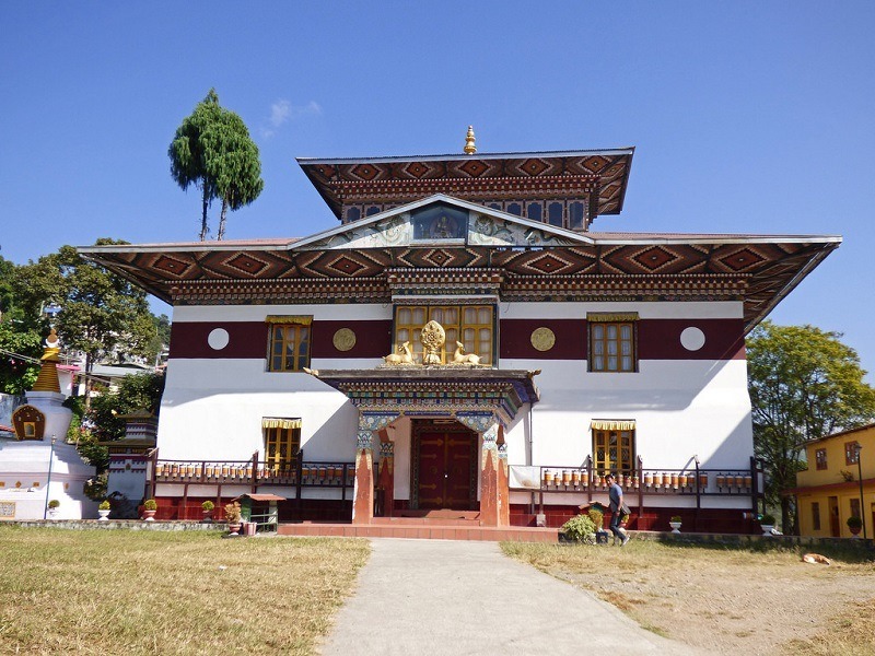 Ancient Bhutanese-style monastery with traditional paintings and prayer wheels, oldest places to visit Kalimpong dating to 17th century