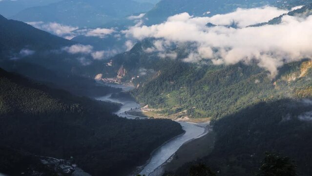 Sacred Triveni confluence point in Kalimpong where three rivers meet amidst lush greenery