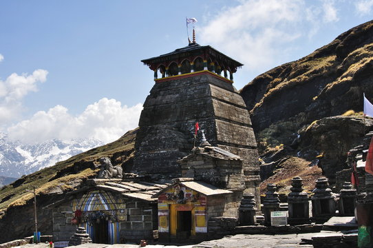 The ancient Tungnath Temple, highest Shiva shrine in world, nestled above Chopta.