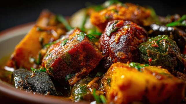 Mixed winter vegetable Undhiyu traditional Gujarati delicacy cooked with aromatic spices