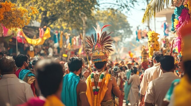 Locals in traditional attire celebrating a vibrant local festival in Lahaul and Spiti.