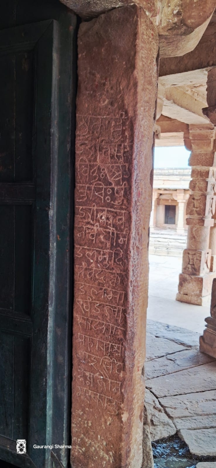 Mitawali; Chausath Yogini - inscription on side of door