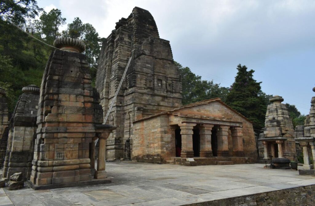 view of the centre of the temple-complex, featuring the main shrine, Kaṭāramalla Sūrya Temple of Almora