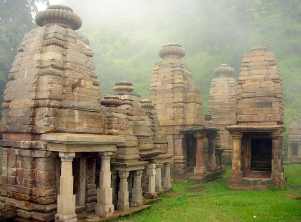 Overgrowth of vegetation in the Katarmal temple-complex