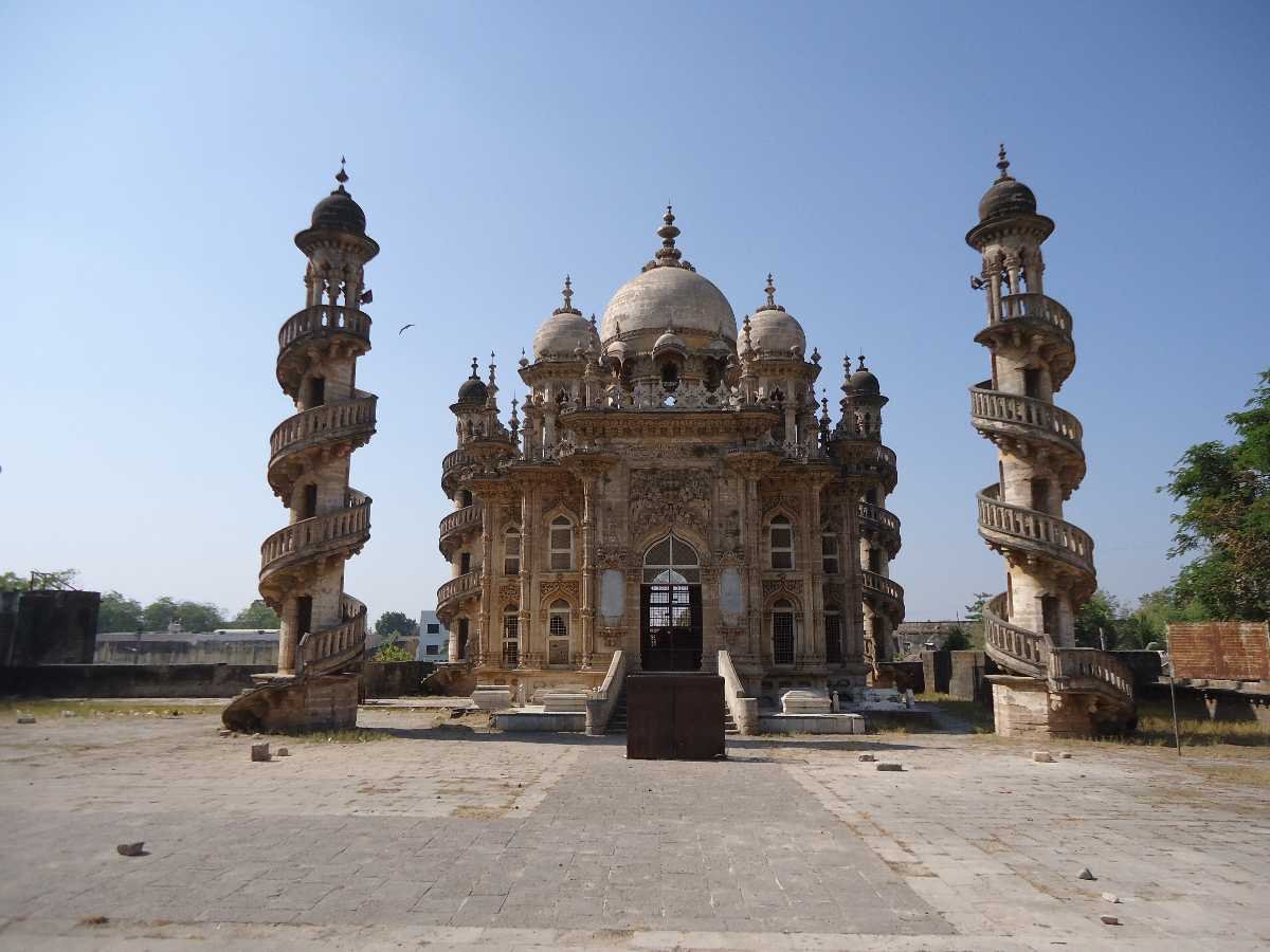 Jama Masjid within Uparkot Fort, a grand historic mosque and serene place to visit in Junagadh.